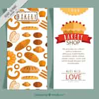 Vector gratuito folleto de panadería con productos planos deliciosos