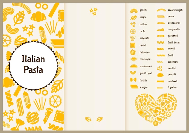 Folleto de papel de pasta italiana para presentación Ideal para promoción de negocios de tarjeta de banner de menú