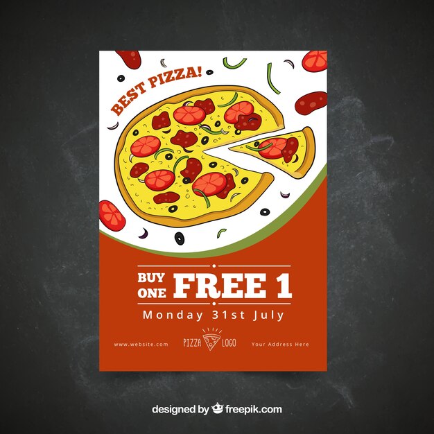 Folleto de pizza dibujada a mano 
