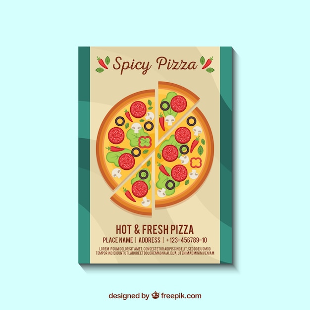 Folleto de pizza con especias