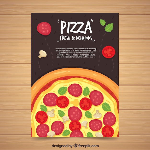 Vector gratuito folleto de pizza con salami