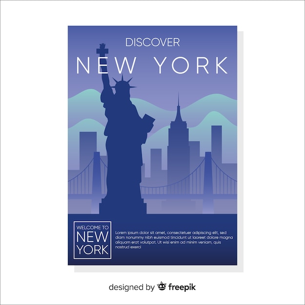 Vector gratuito folleto plano paisaje nueva york