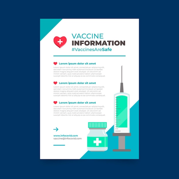 Vector gratuito folleto plano de vacunación contra el coronavirus