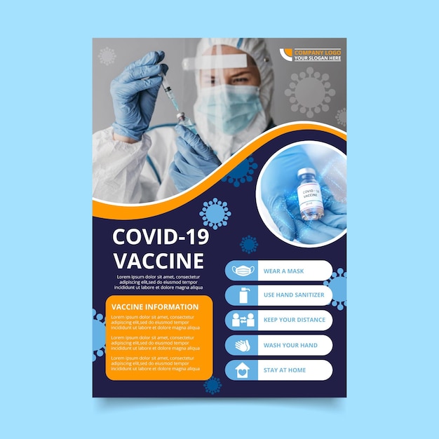 Vector gratuito folleto plano de vacunación contra el coronavirus