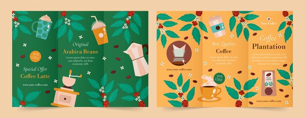 Folleto de plantación de café de diseño plano