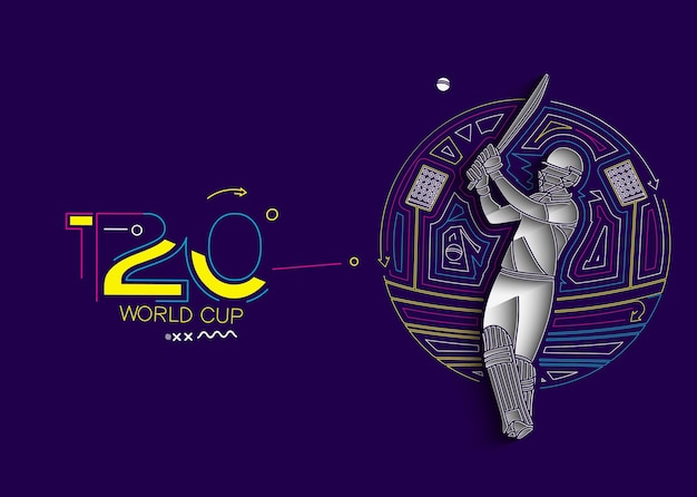 Folleto de plantilla de volante de cartel de campeonato de cricket de copa mundial T20 diseño de banner decorado