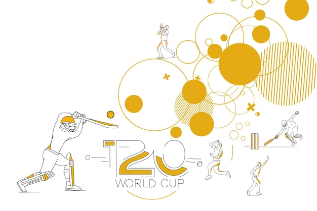 Folleto de plantilla de volante de cartel de campeonato de cricket de copa mundial T20 diseño de banner decorado