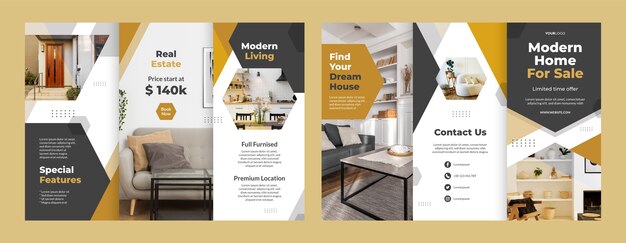 Folleto de proyecto inmobiliario de diseño plano