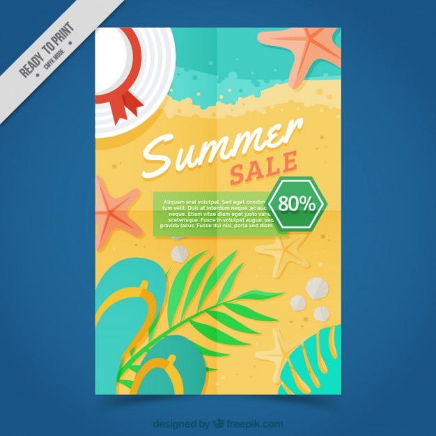 Vector gratuito folleto de rebaja de verano de playa