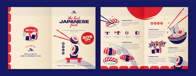 Vector gratuito folleto de restaurante japonés dibujado a mano