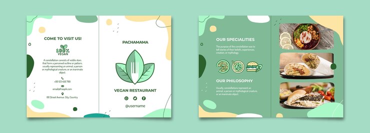 Vector gratuito folleto de restaurante vegano duotono