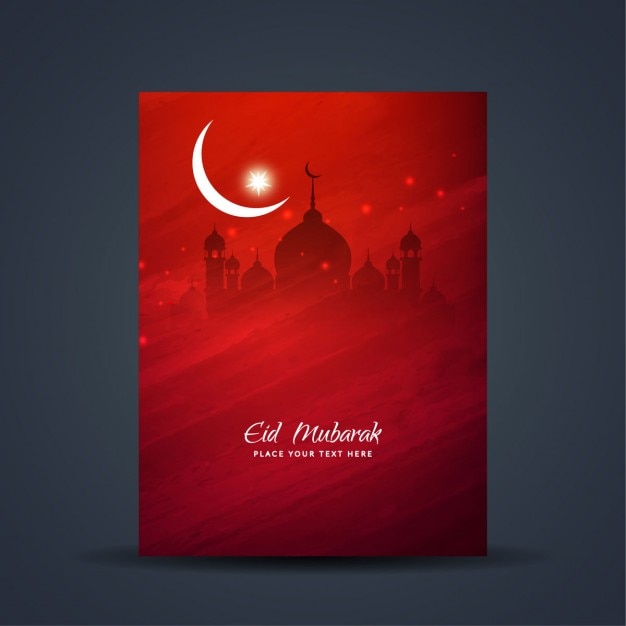 Vector gratuito folleto rojo de eid mubarak