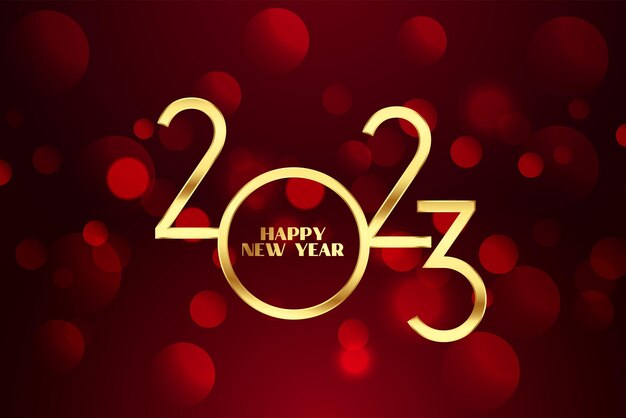 Folleto rojo de víspera de año nuevo 2023 con fondo bokeh