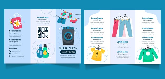 Folleto del servicio de lavandería de diseño plano