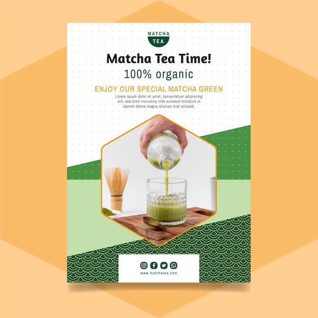 Vector gratuito folleto de té matcha