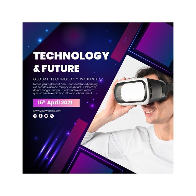 Folleto de tecnología y futuro cuadrado.