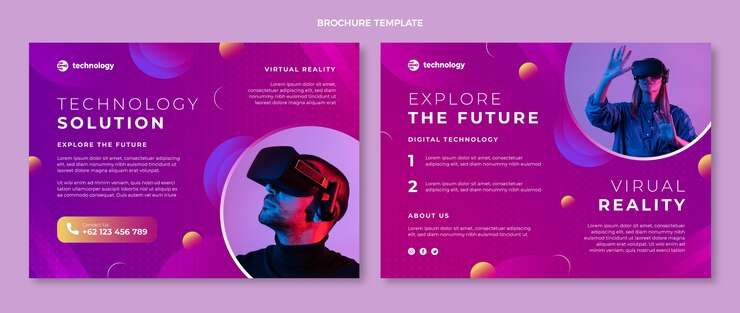 Vector gratuito folleto de tecnología de medios tonos degradados