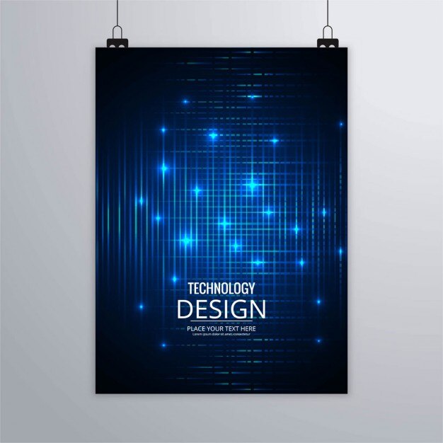 Folleto tecnológico con luces azules