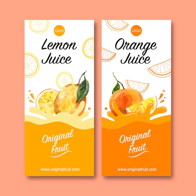 Vector gratuito folleto con temática de frutas, plantilla creativa de ilustración de color naranja.