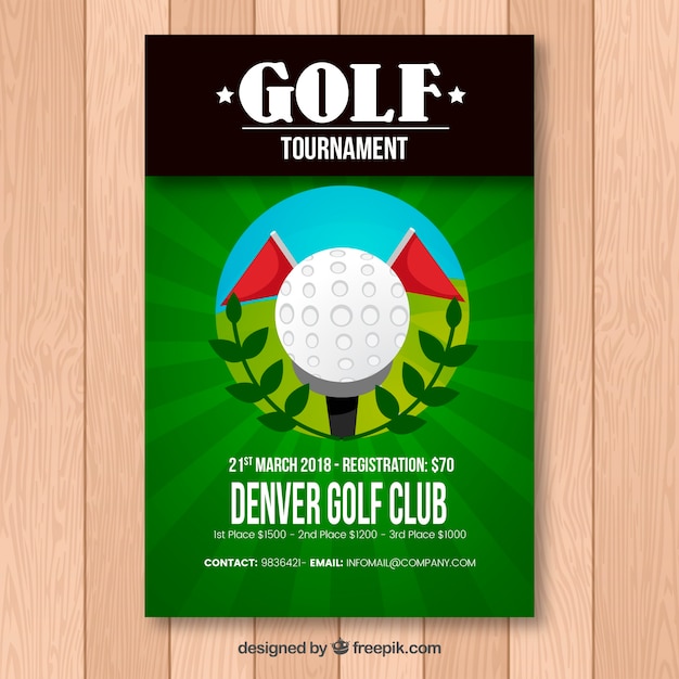 Vector gratuito folleto de torneo de golf en estilo plano