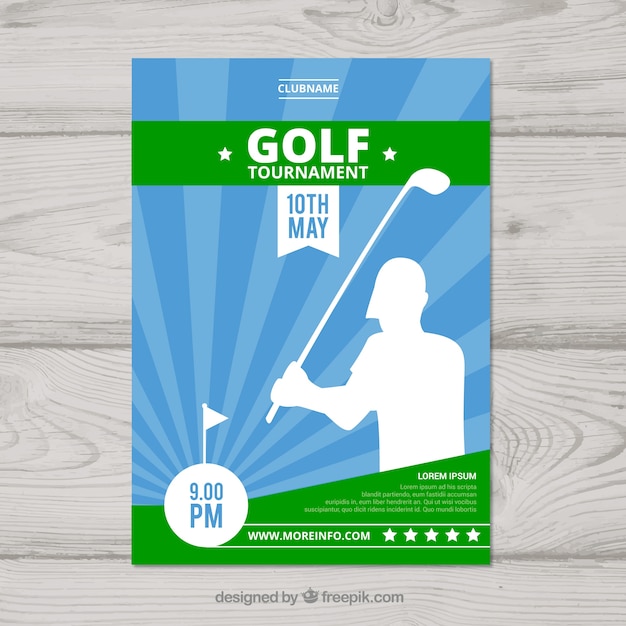 Vector gratuito folleto de torneo de golf en estilo plano