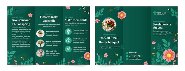 Vector gratuito folleto de trabajo de floristería dibujado a mano