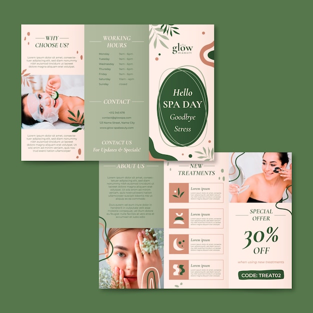Folleto de tratamiento de spa boho dibujado a mano