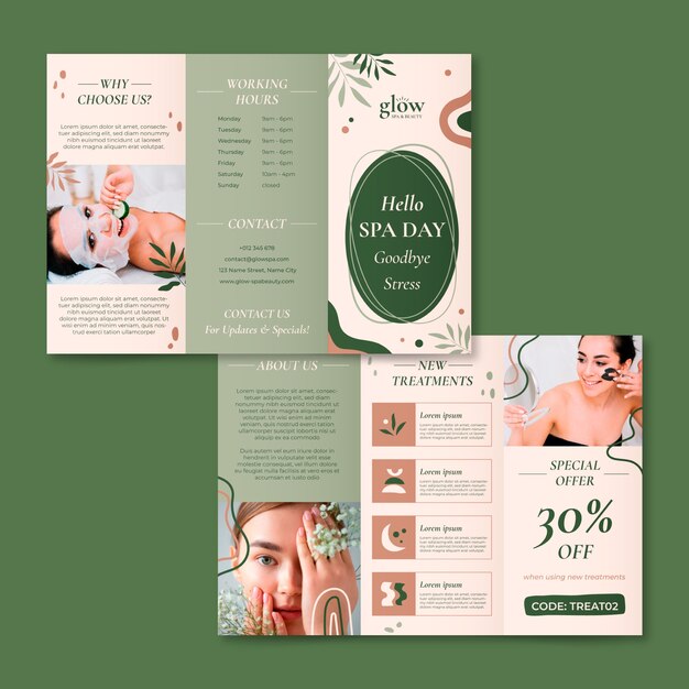 Folleto de tratamiento de spa boho dibujado a mano