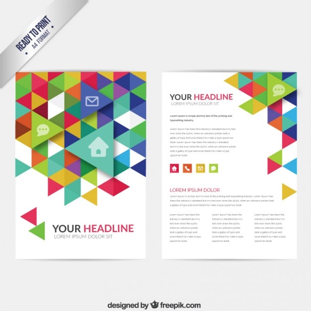 Vector gratuito folleto con triángulos de colores