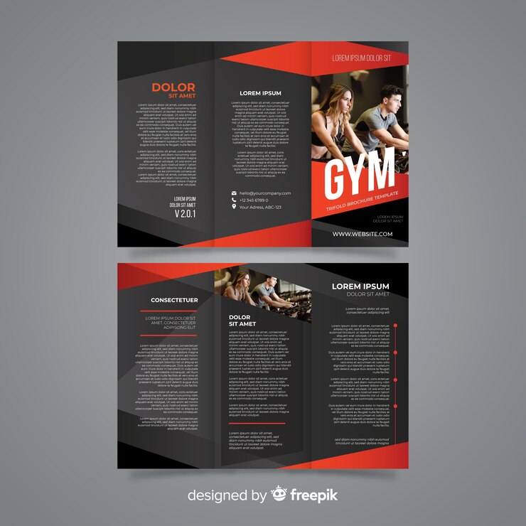 Vector gratuito folleto tríptico de gimnasio