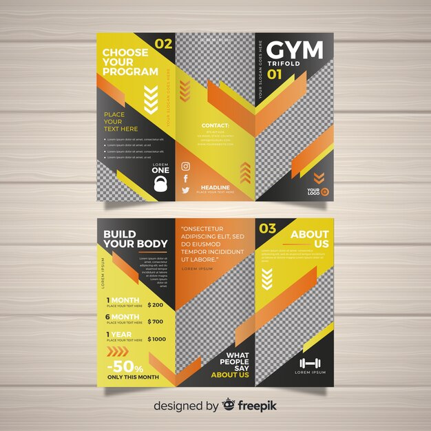 Folleto tríptico de gimnasio