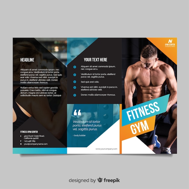 Folleto tríptico de gimnasio