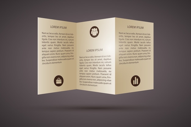 folleto tríptico con plantilla de iconos