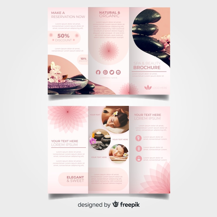 Vector gratuito folleto tríptico de spa