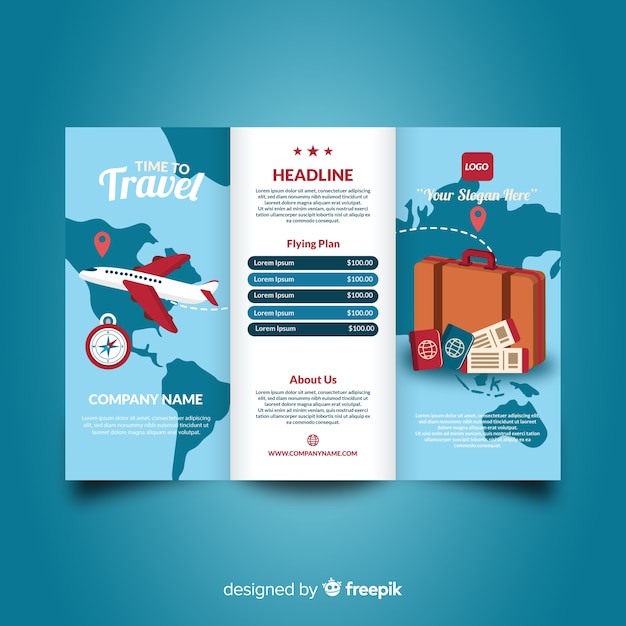 Vector gratuito folleto tríptico de viaje