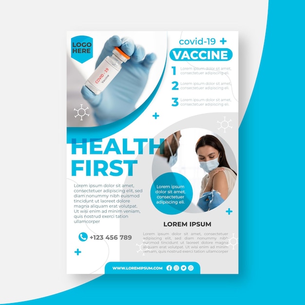 Vector gratuito folleto de vacunación de coronavirus plano orgánico