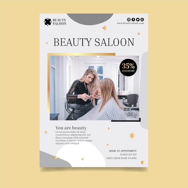 Vector gratuito folleto vertical de salón de belleza