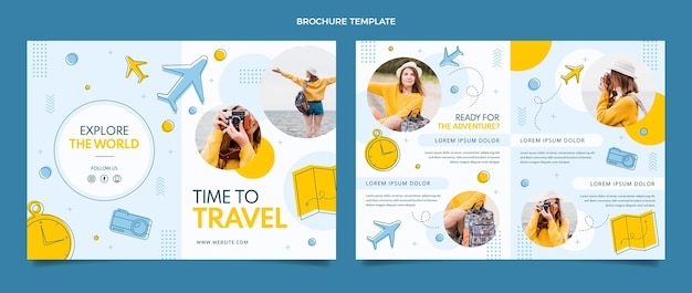 Folleto de viaje de diseño plano