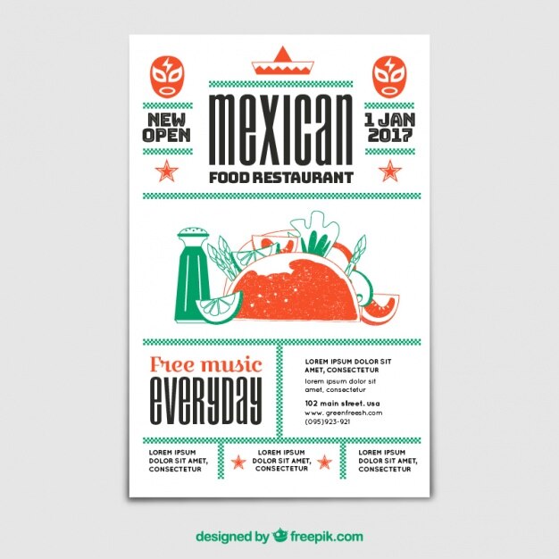 Vector gratuito folleto vintage de comida mexicana 