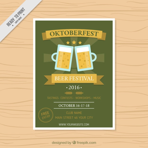 Vector gratuito folleto vintage de festival de cerveza