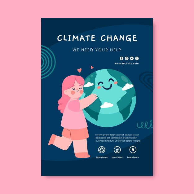 Folletos de cambio climático dibujados a mano