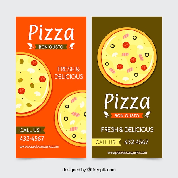 Vector gratuito folletos de deliciosas pizzas con queso