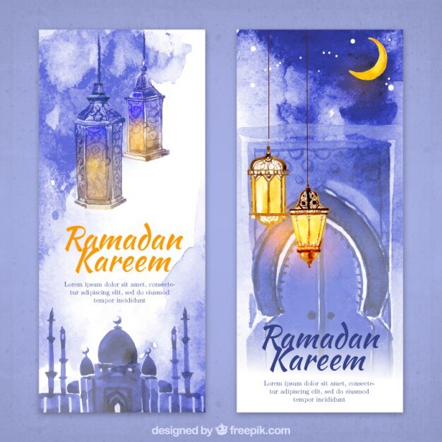 Vector gratuito folletos de ramadan de acuarela