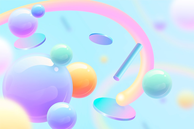 Vector gratuito fondo 3d con cielo azul abstracto y formas