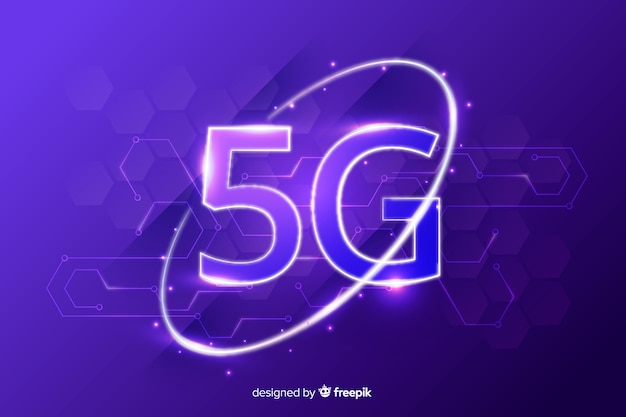 Vector gratuito fondo con 5g concepto violeta