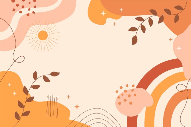 Fondo abstracto boho con hojas