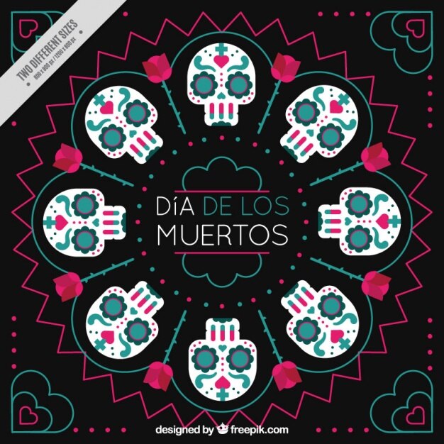 Vector gratuito fondo abstracto de calaveras mexicanas 