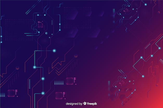 Fondo abstracto de circuito electrónico en estilo gradiente