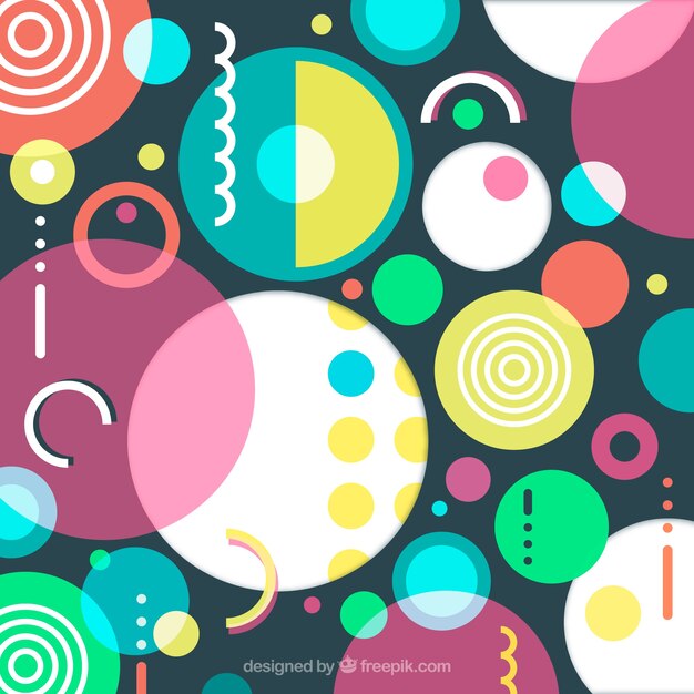 Fondo abstracto de círculos en diseño plano