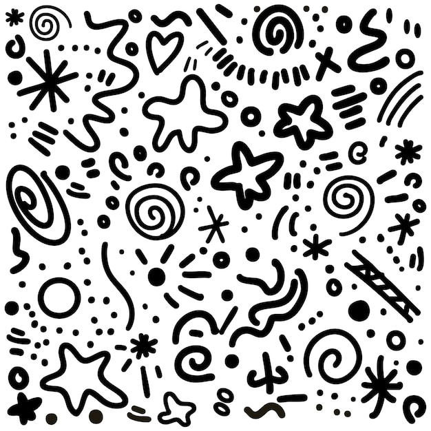 Fondo abstracto con una colección de garabates dibujados a mano